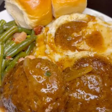 Hamburger steak with creamy onion gravy