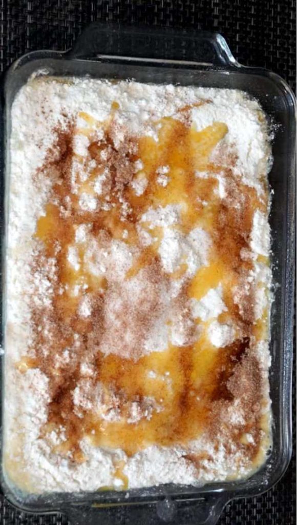 hot peach cobbler right out of the oven