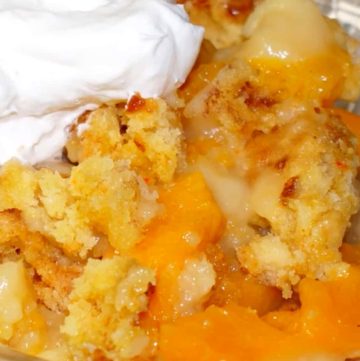 hot peach cobbler right out of the oven