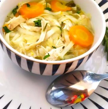 Homemade Crockpot chicken noodle soup