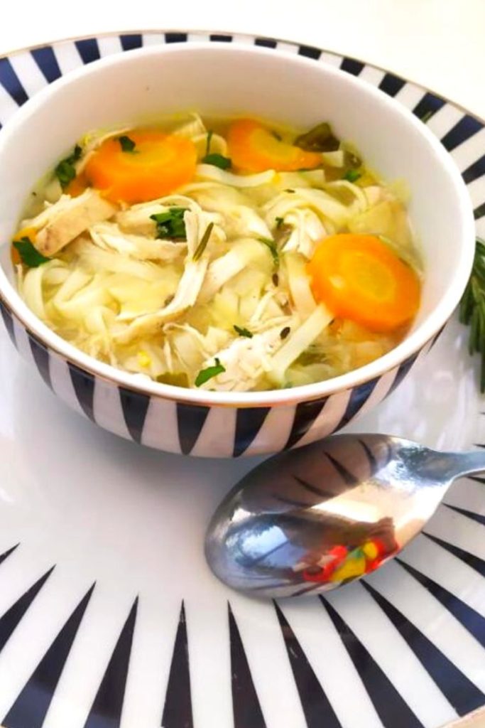 Homemade Crockpot chicken noodle soup