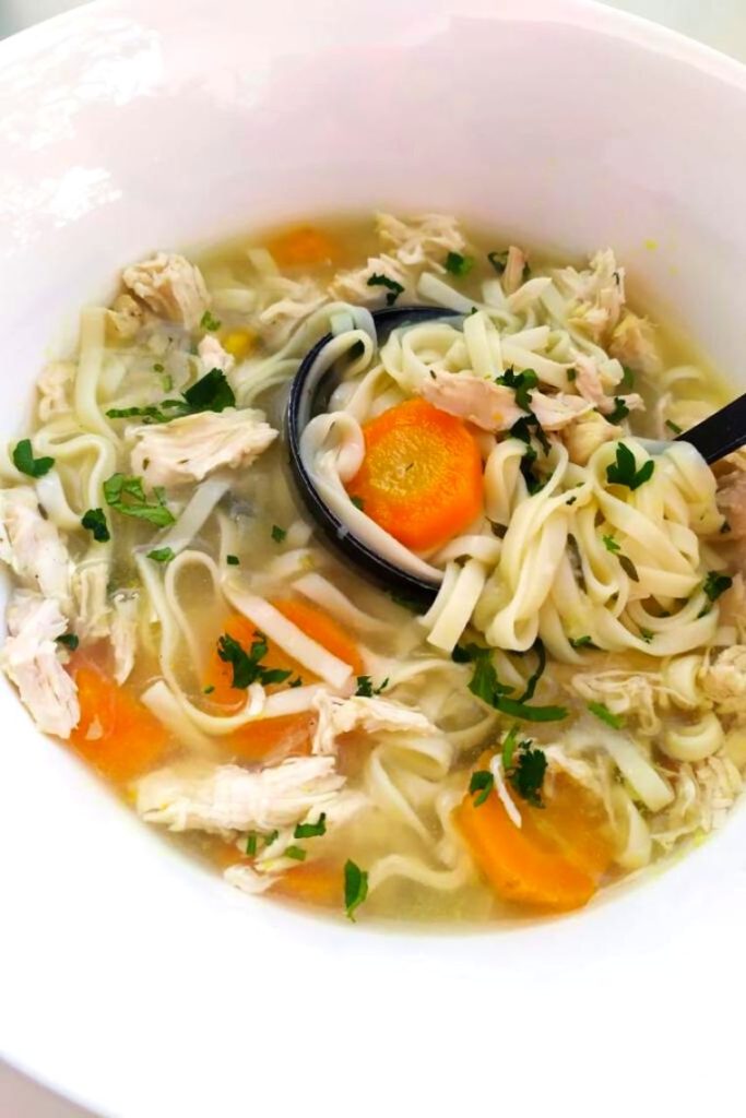 Homemade Crockpot chicken noodle soup