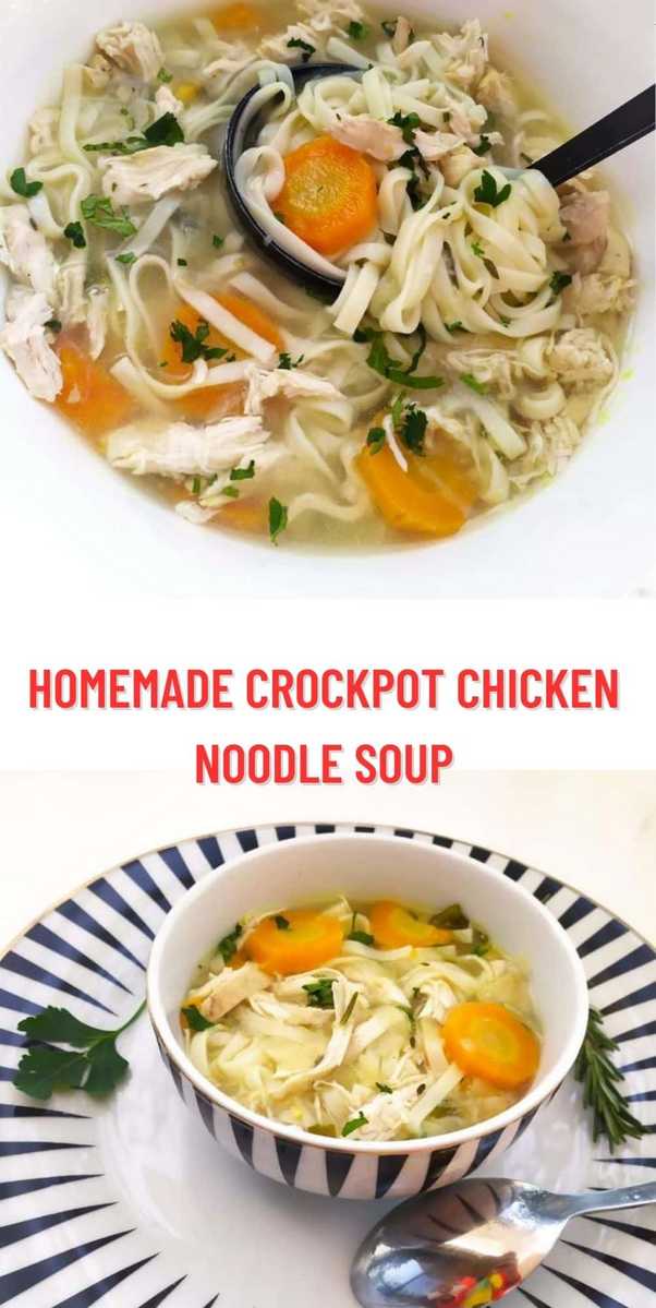 Homemade Crockpot chicken noodle soup